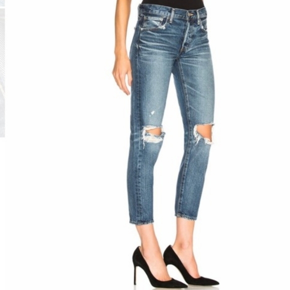 Moussy Vintage Latrobe Howa Distressed Straight Tapered Skinny Ankle Jeans sz 26 - Picture 1 of 15